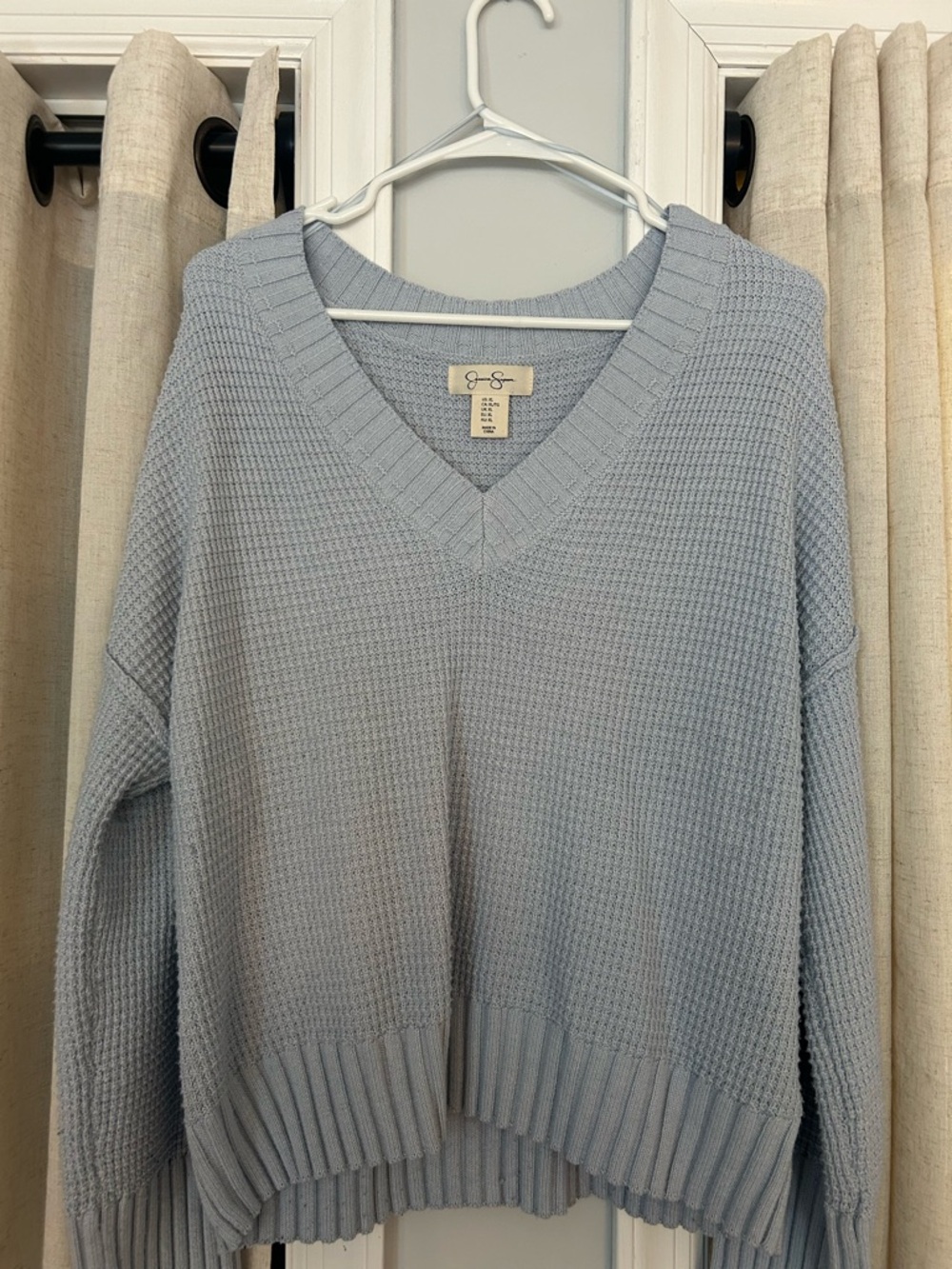 Jessica Simpson Pale Blue V-Neck Knit Sweater